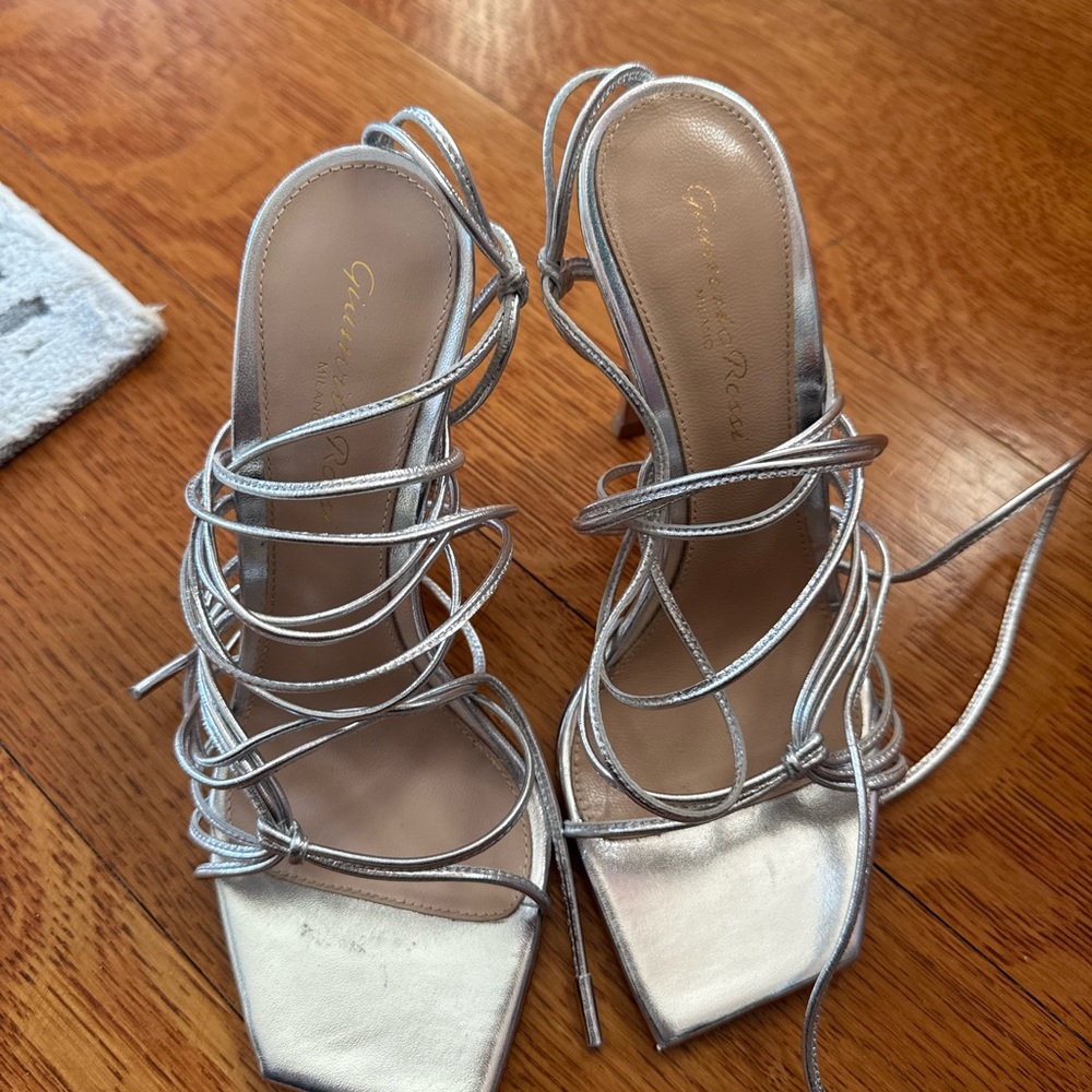 Silver Strappy Women's Heels